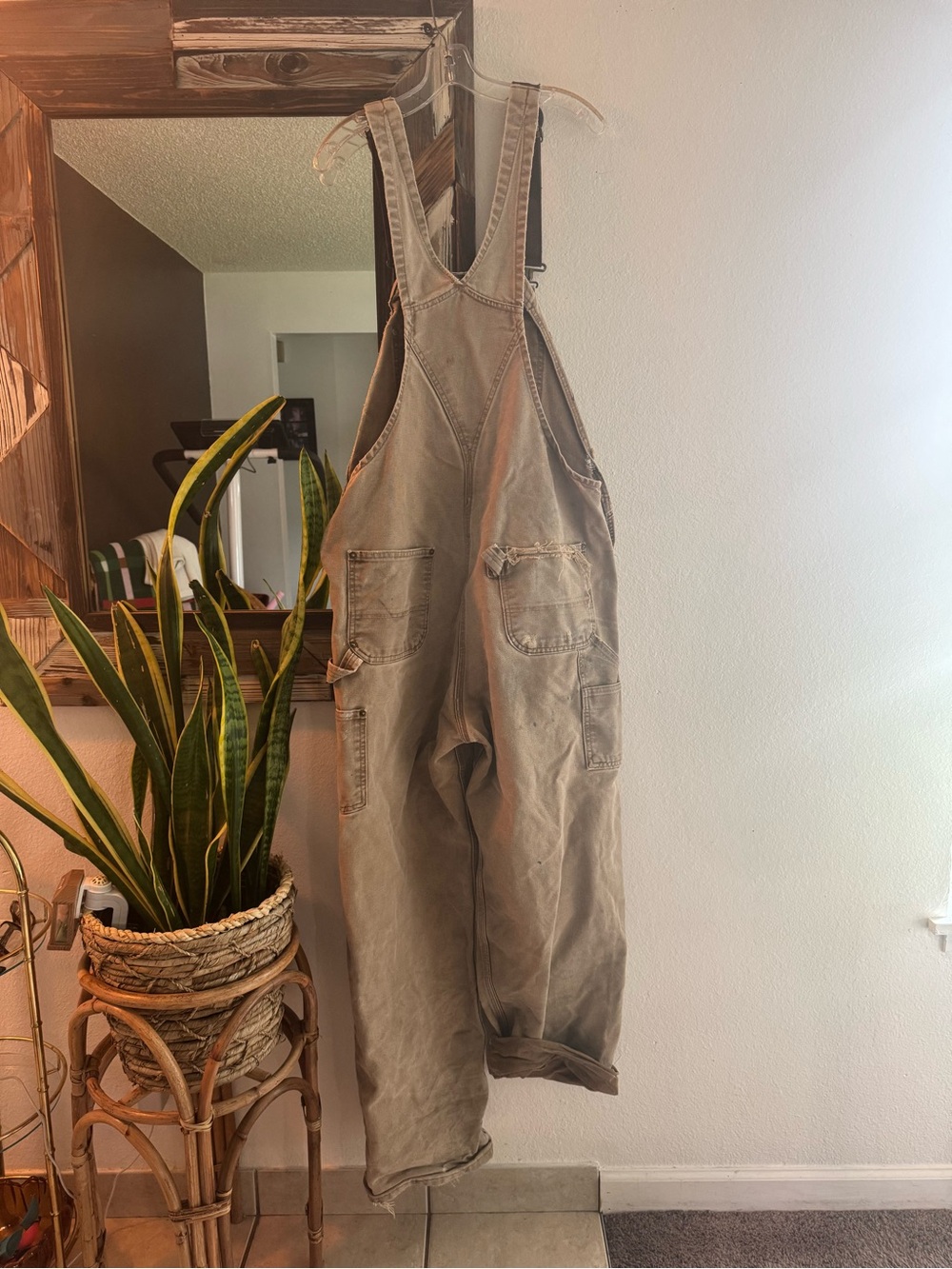 Vintage Carhartt Tan Distressed Painter Overalls - size 36x34 - Picture 2 of 10